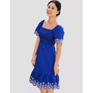 New! Gymboree Womens Mommy And Me‎ Eyelet Dress Blue Belle -Navy Narrows, size M